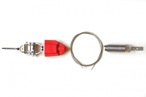 Крепления для разделительных дорожек (1 храповик, 1 пружина, стопорная пластина, трос 4 мм (26 м)